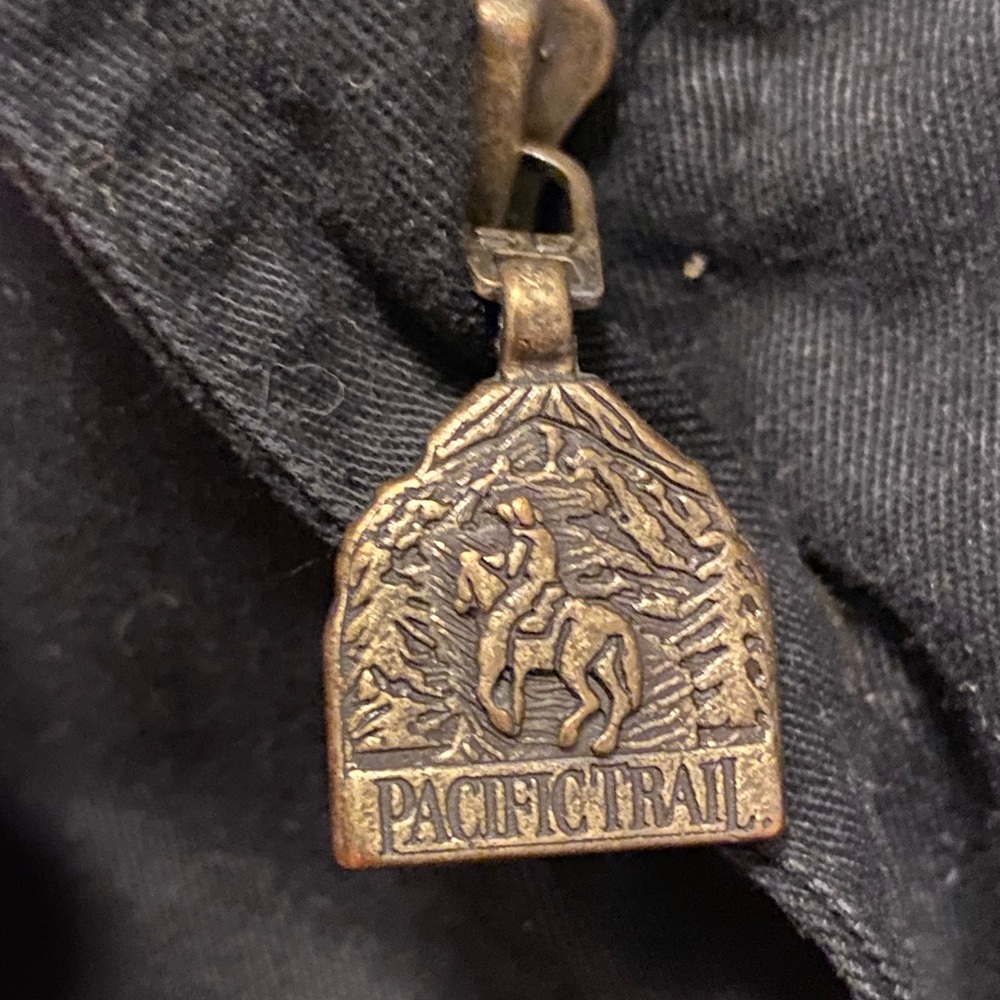 90s Pacific Trail Canvas Leather Outdoor Field Jacket with Hood in Black Size M - Picture 10 of 13